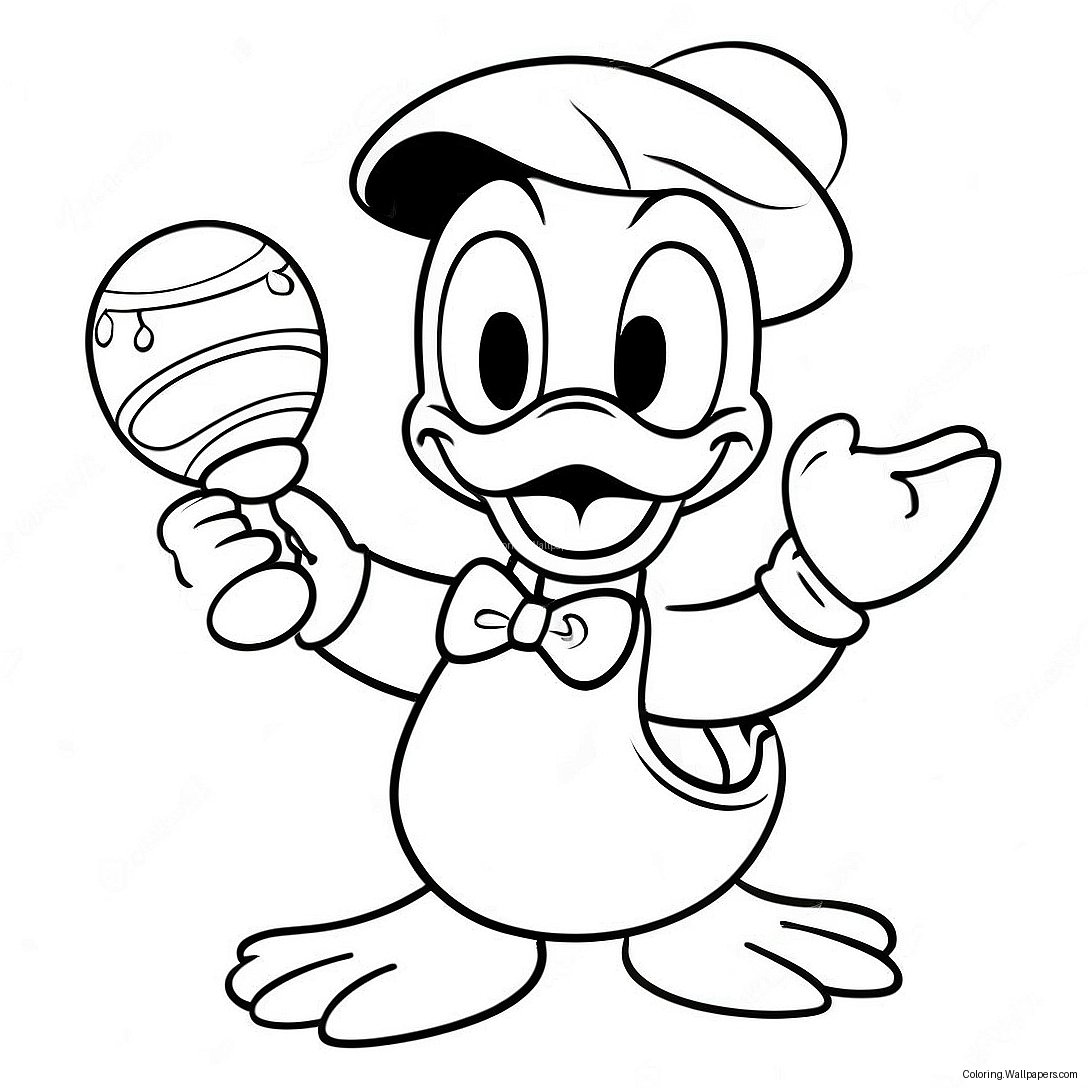 Página Para Colorear De Pato Donald Con Maracas 58351