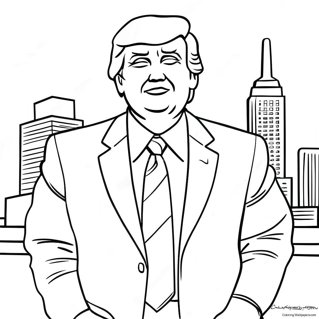 Donald Trump In Een Business Suit Kleurplaat 24029