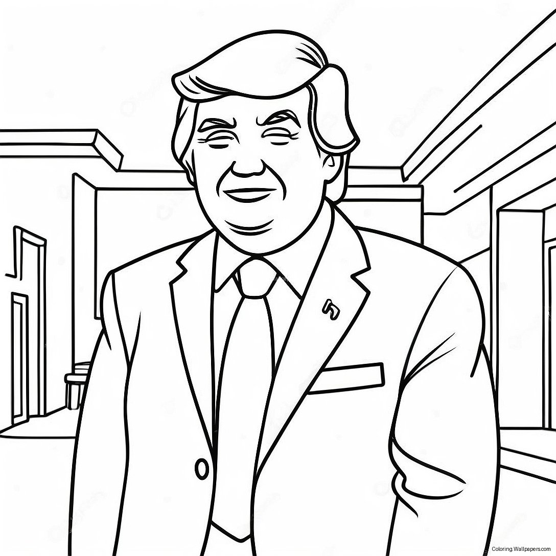 Donald Trump In Een Business Suit Kleurplaat 24030