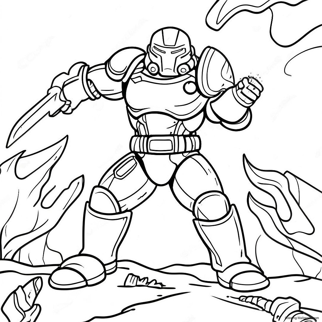 Doom Slayer Battling Demons Coloring Page 10613