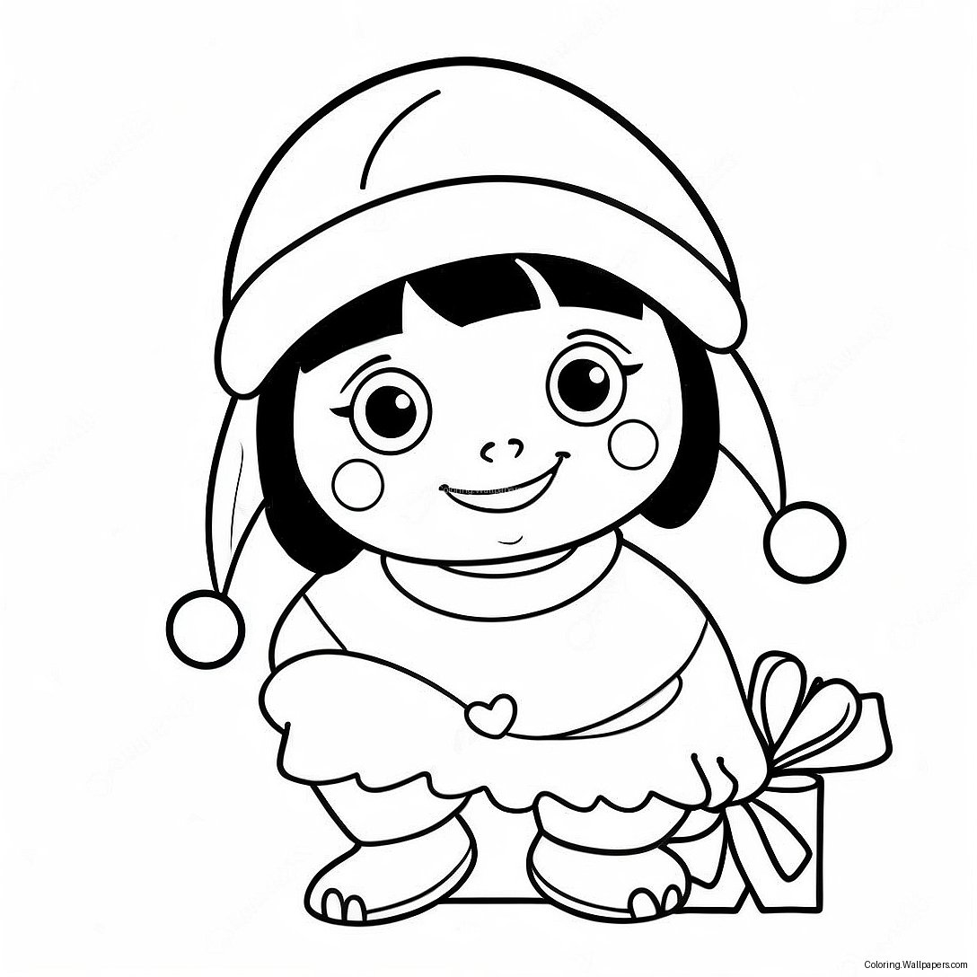 Page À Colorier De Dora Avec Un Chapeau De Père Noël Festif 35492