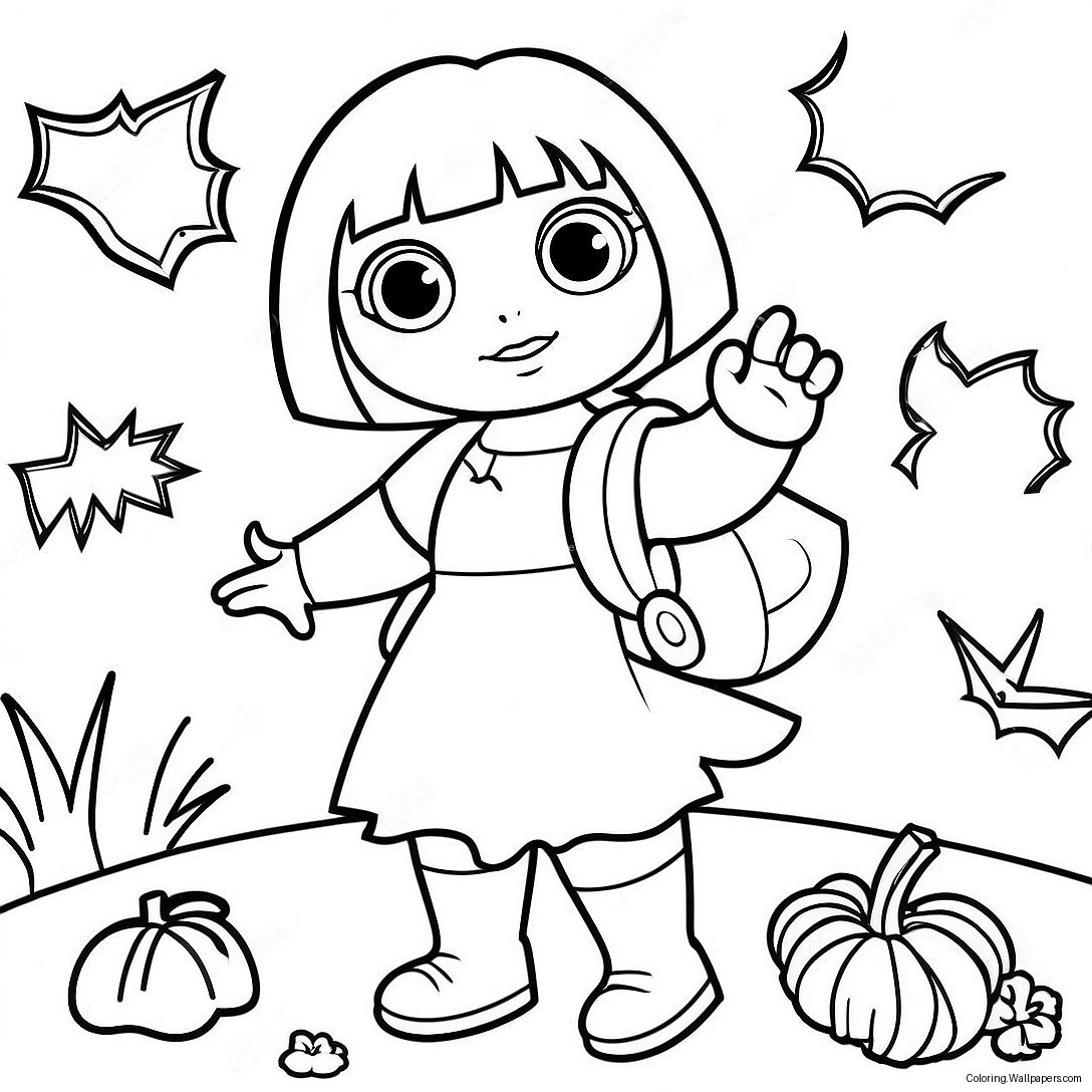 Dora In Spooky Costume Coloring Page 50124