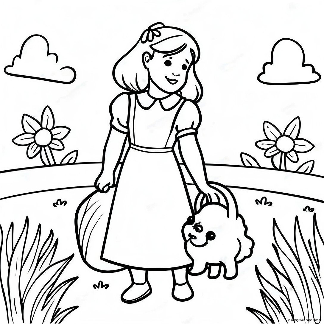 Dorothy And Toto In The Colorful Field Coloring Page 2304