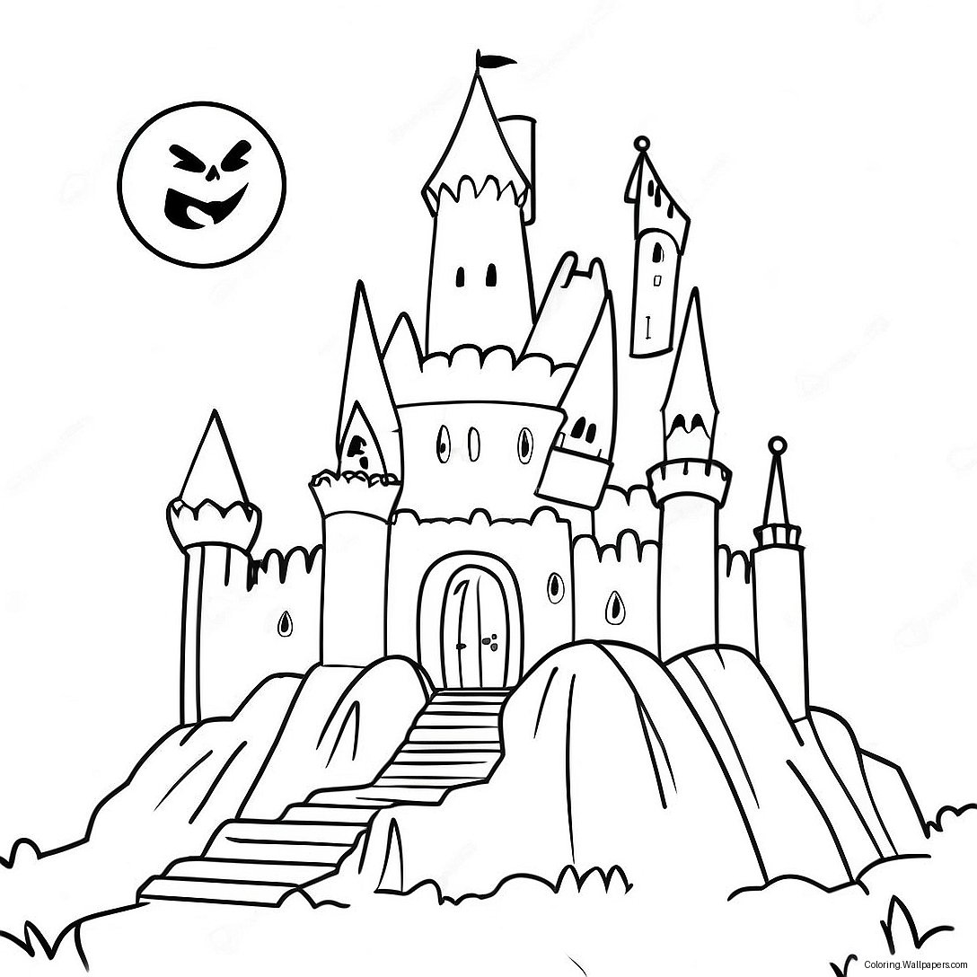 Página Para Colorear Del Castillo Espeluznante De Drácula 36194