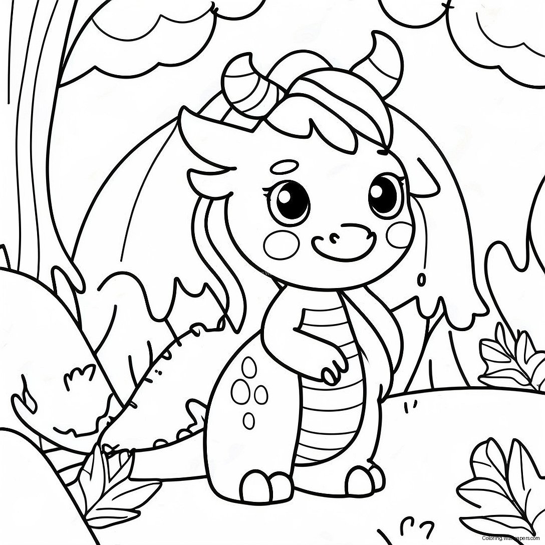 Dragon Girl In A Magical Forest Coloring Page 37718