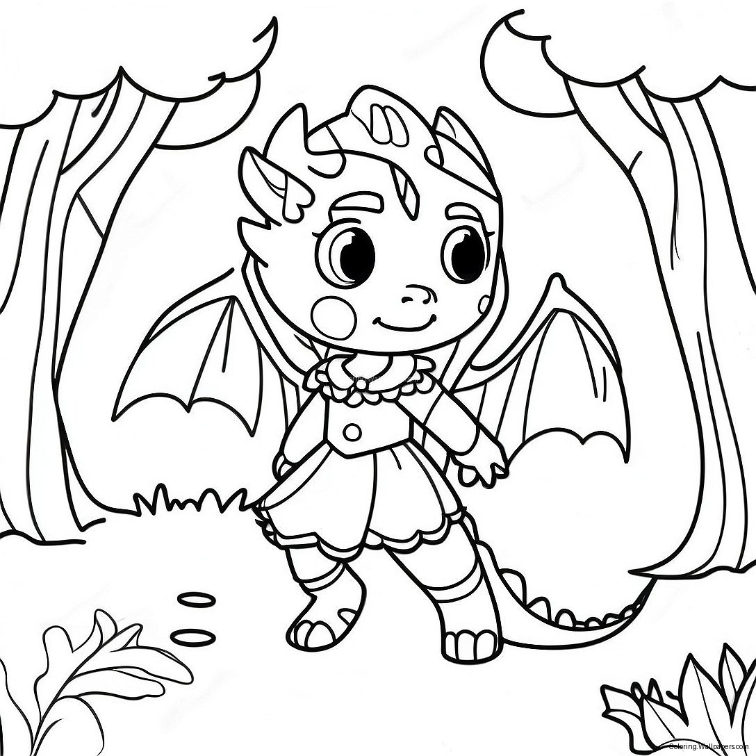 Dragon Girl In A Magical Forest Coloring Page 37720