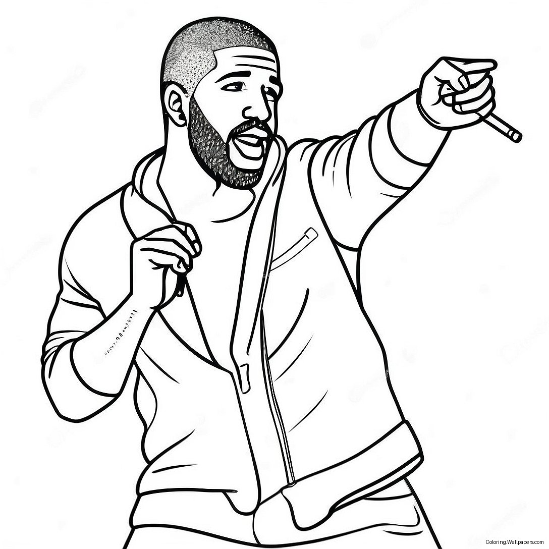 Drake Performing On Stage Coloring Page 5196