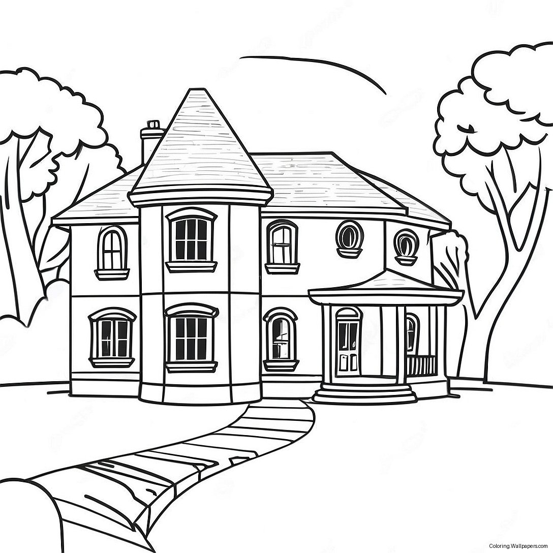 Dream House Mansion Coloring Page 32558