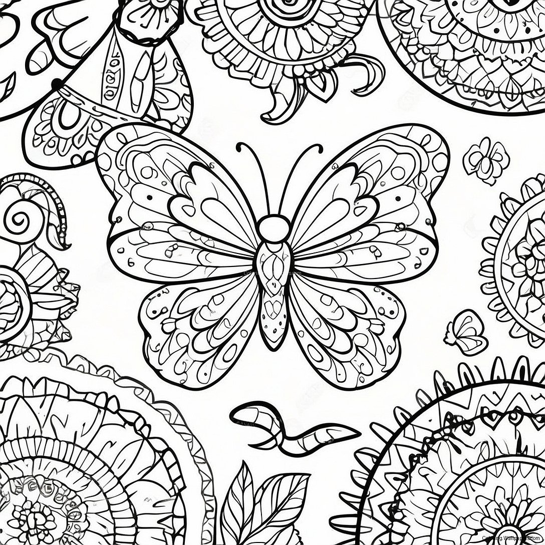 Dreamcatcher Butterfly Mandala Coloring Page 16762