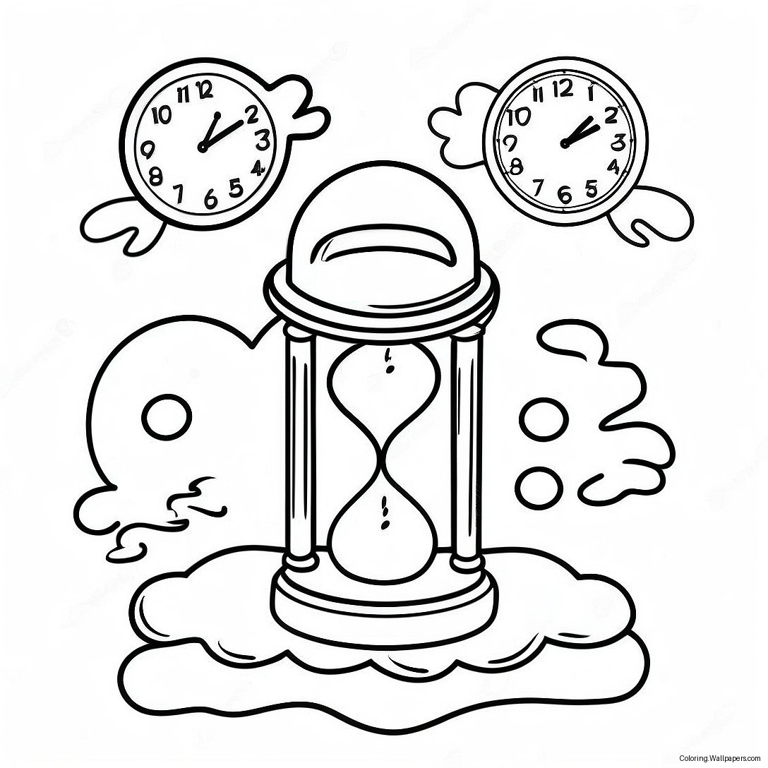 Dreamlike Melting Clocks Coloring Page 52841