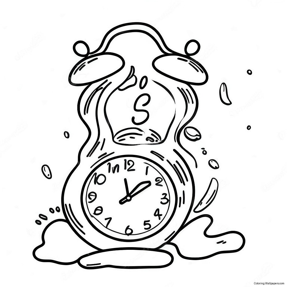 Dreamlike Melting Clocks Coloring Page 52844