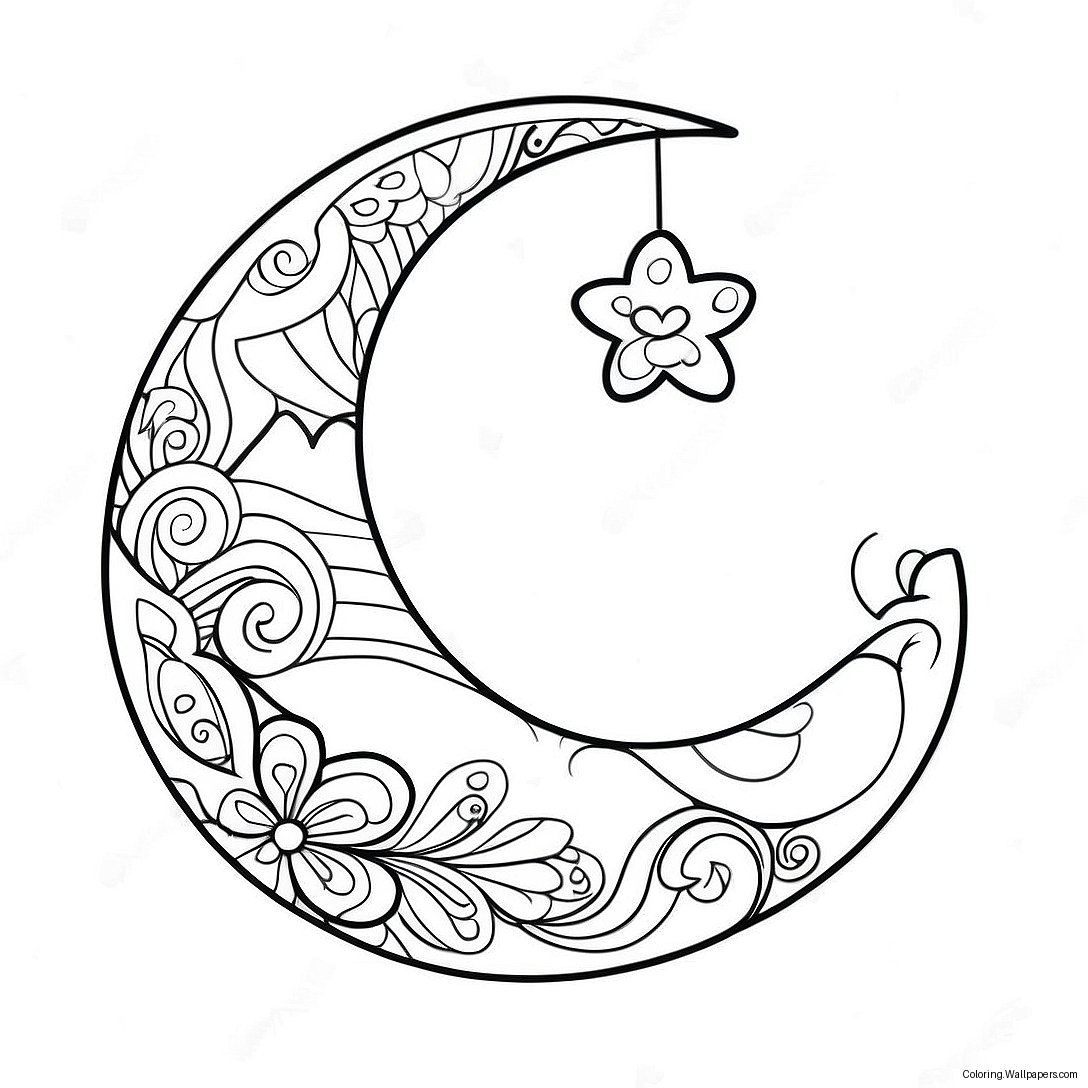 Dreamy Crescent Moon Coloring Page 47608