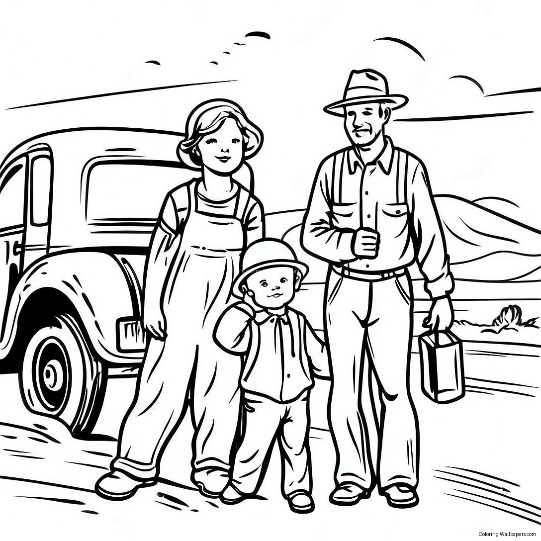 Dust Bowl Family Coloring Page 43460