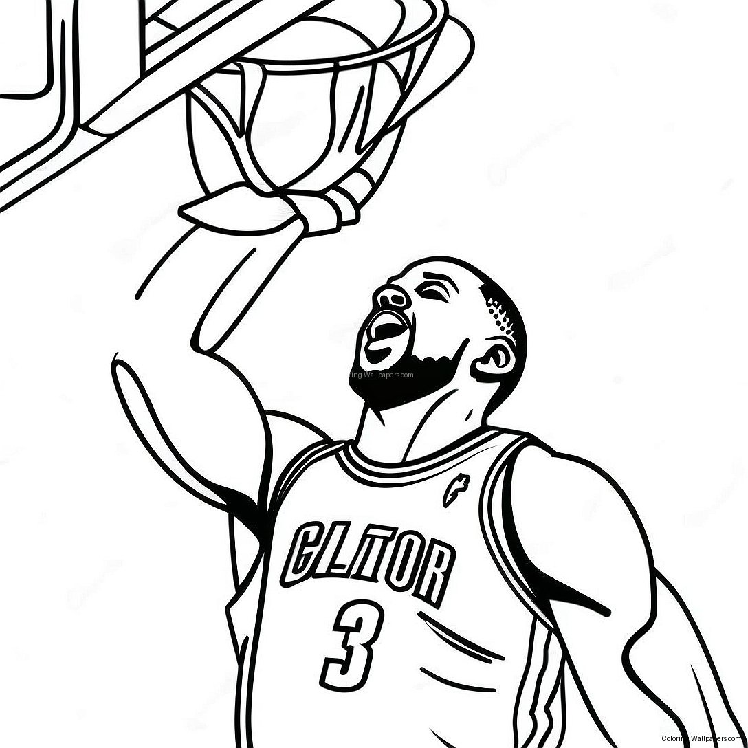 Página Para Colorear De Dwyane Wade Haciendo Un Mate En Baloncesto 41017