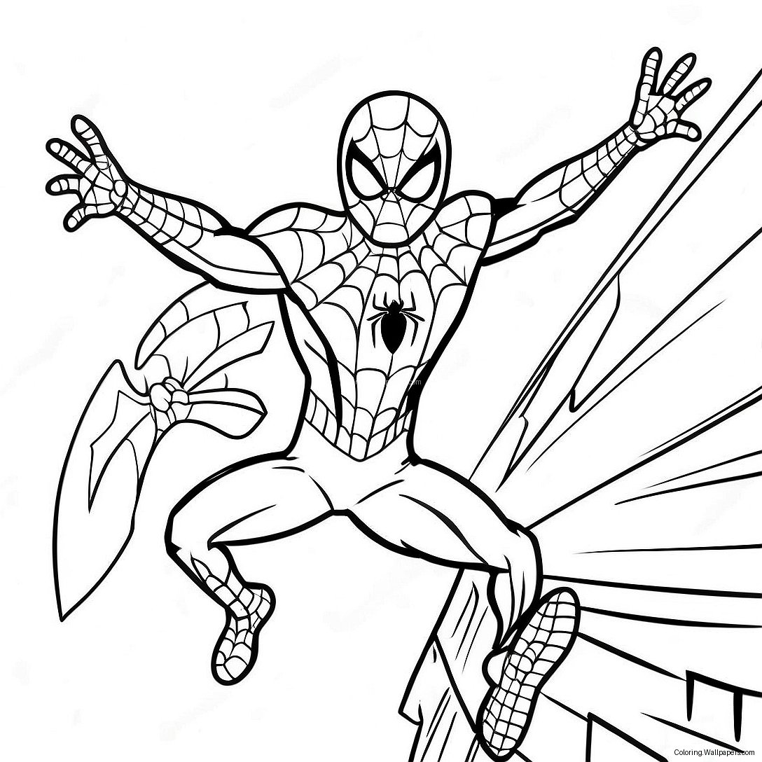 Dynamisk Svart Kostym Spider Man I Actionpose Färgläggningssida 23246