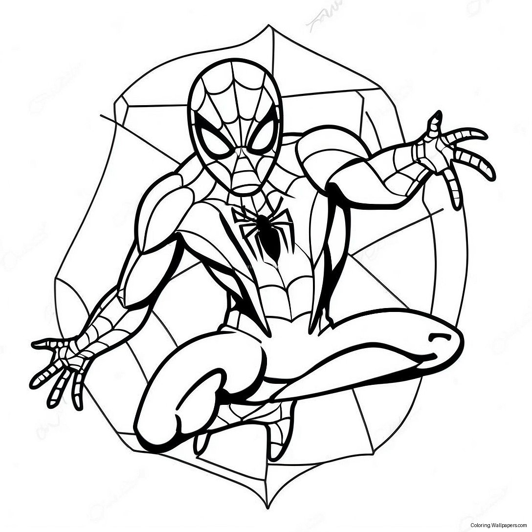 Dynamic Iron Spider Pose Coloring Page 35511