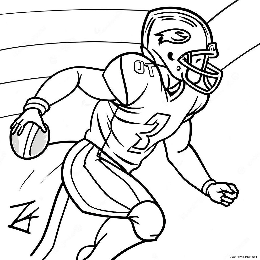 Dynamic Jalen Hurts Running Coloring Page 25200