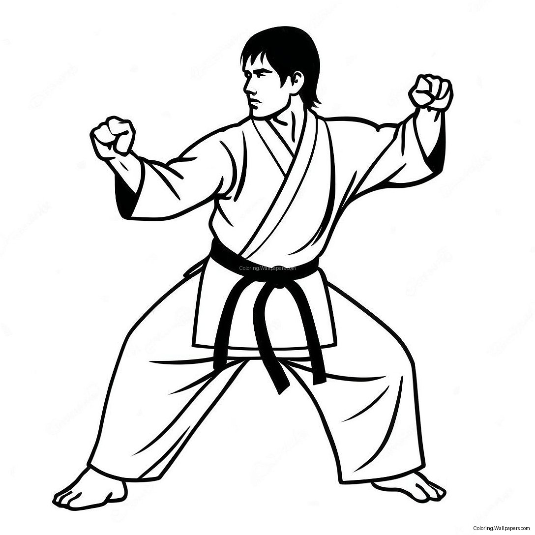 Dynamic Karate Stance Coloring Page 11024