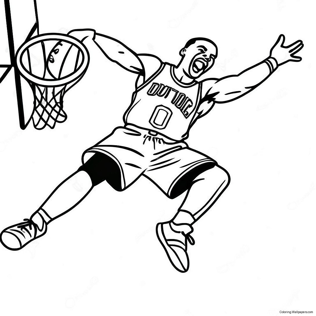 Dynamic Russell Westbrook Dunking Coloring Page 55264