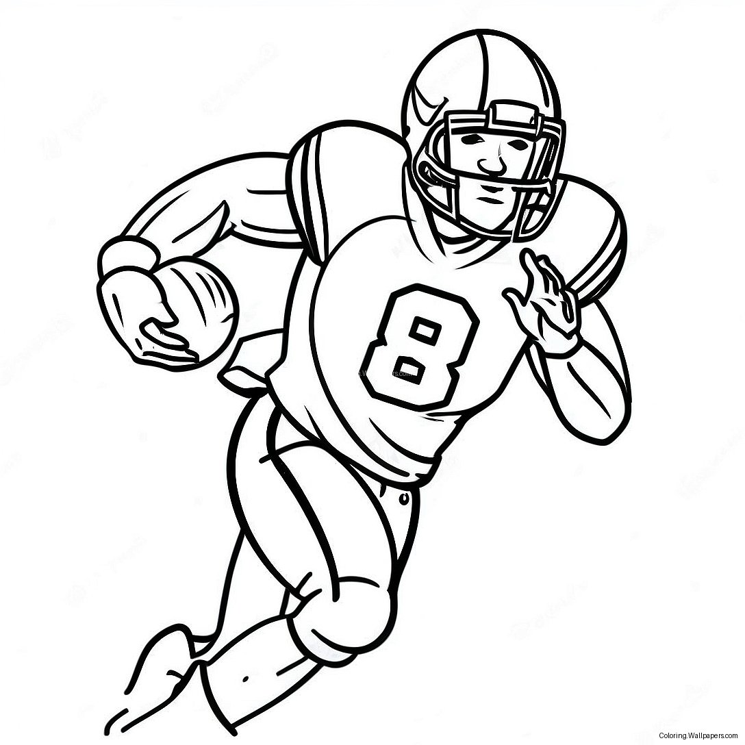 Dynamic Wide Receiver Football Player In Action Coloring Page 1980