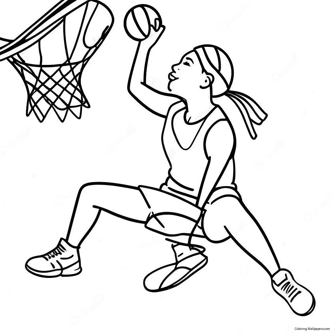 Dynamic Wnba Player Dunking Coloring Page 24398