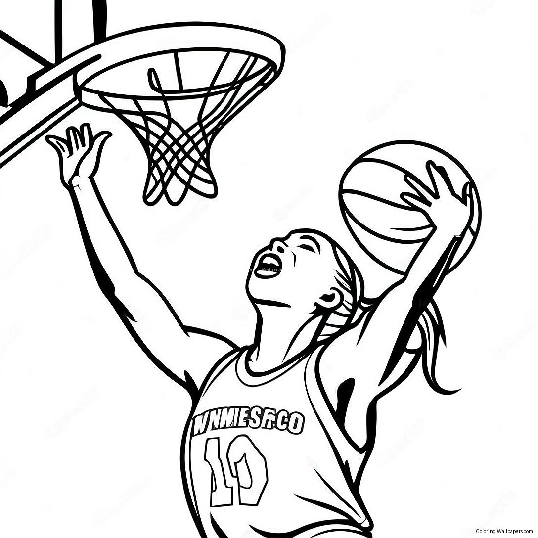 Página Para Colorir De Jogador Da Wnba Dinâmico Enterrando 24399