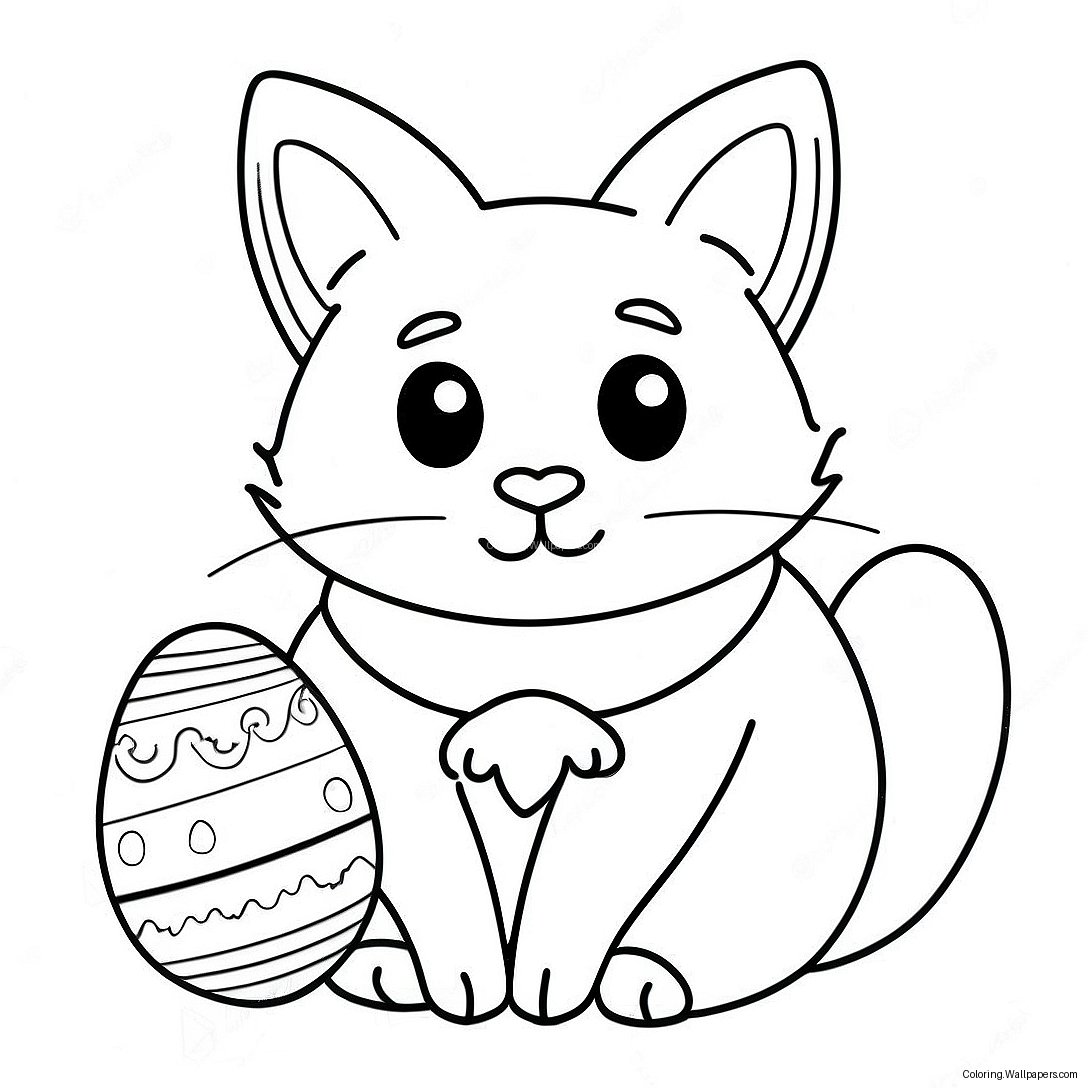 Easter Cat Coloring Page 28203