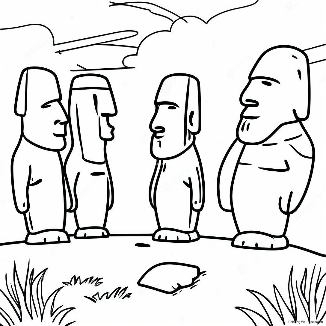 Easter Island Scenic Landscape Coloring Page 45690