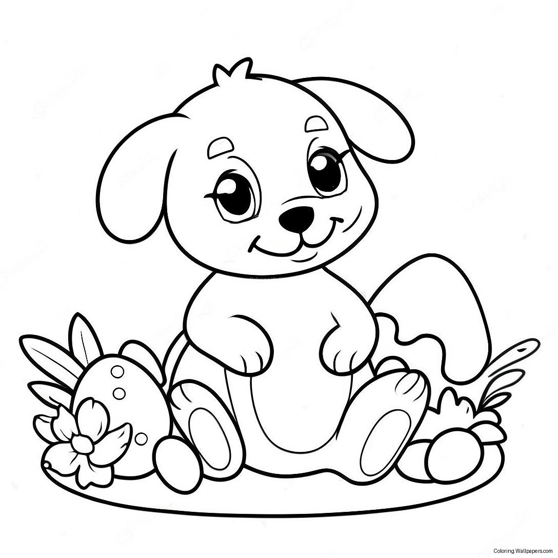 Easter Puppy Coloring Page 50105