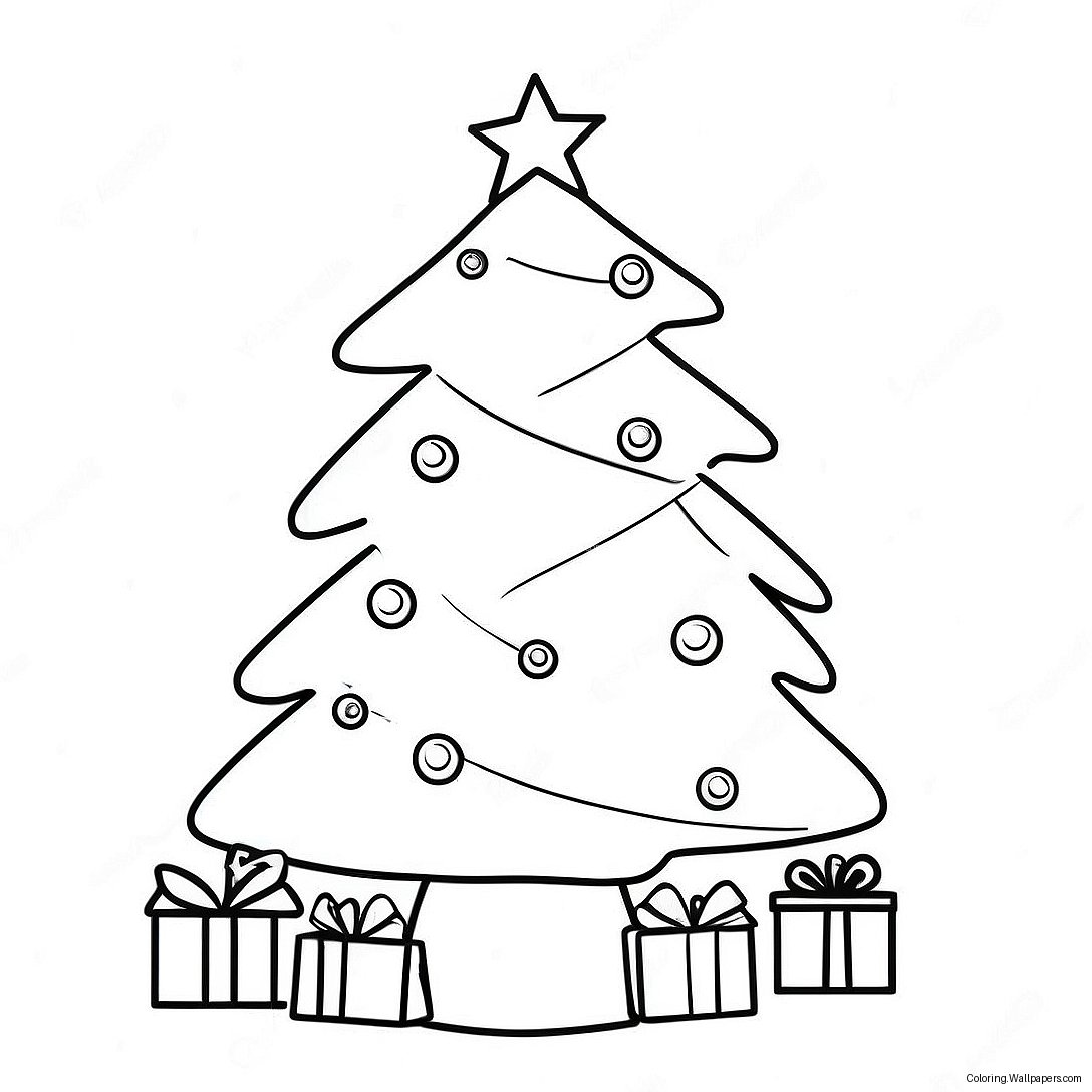 Easy Christmas Tree Coloring Page 48570