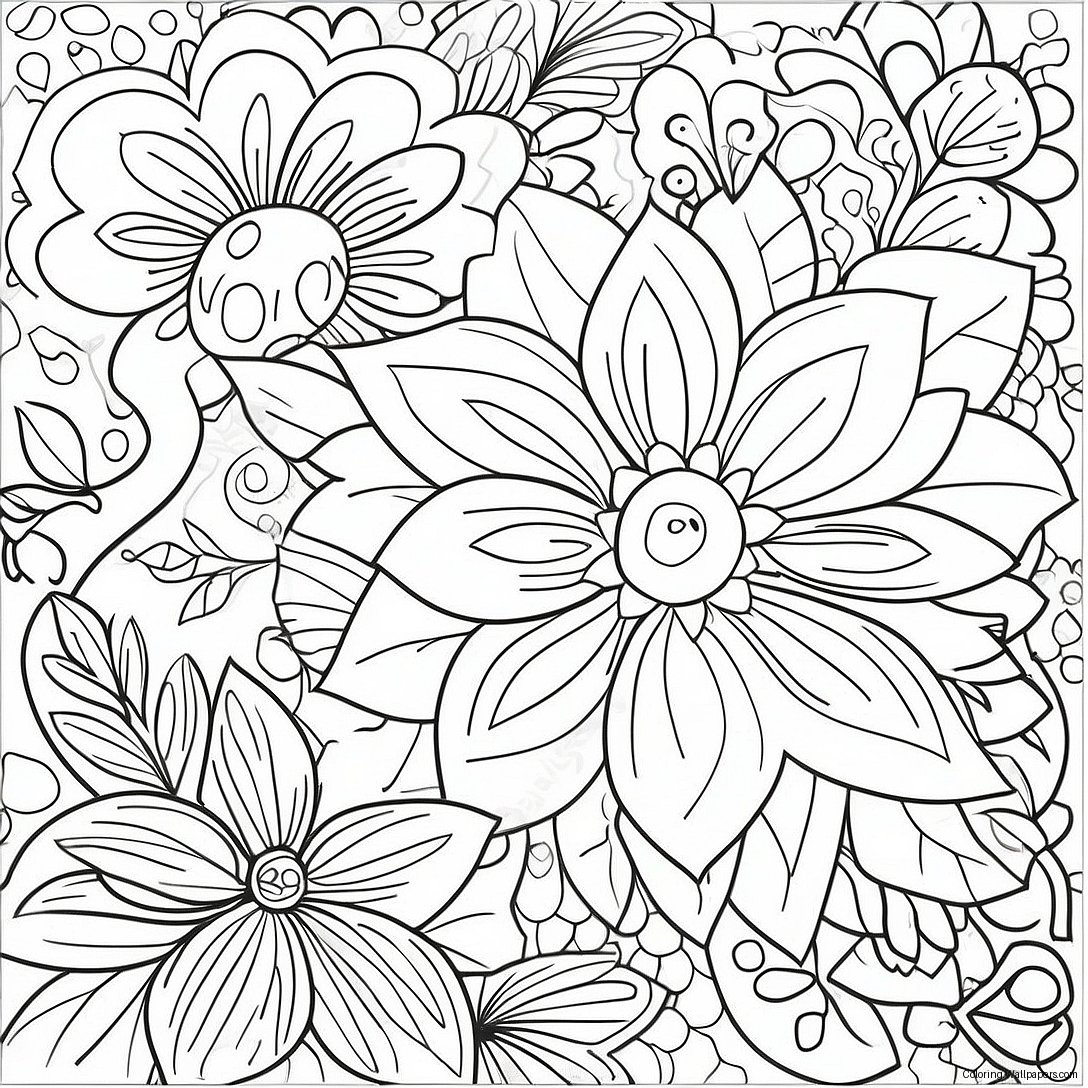 Page À Colorier Florale Facile Pour Les Seniors 670