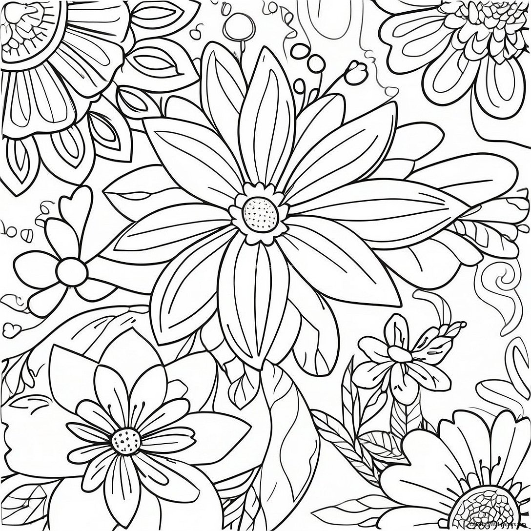 Page À Colorier Florale Facile Pour Les Seniors 672