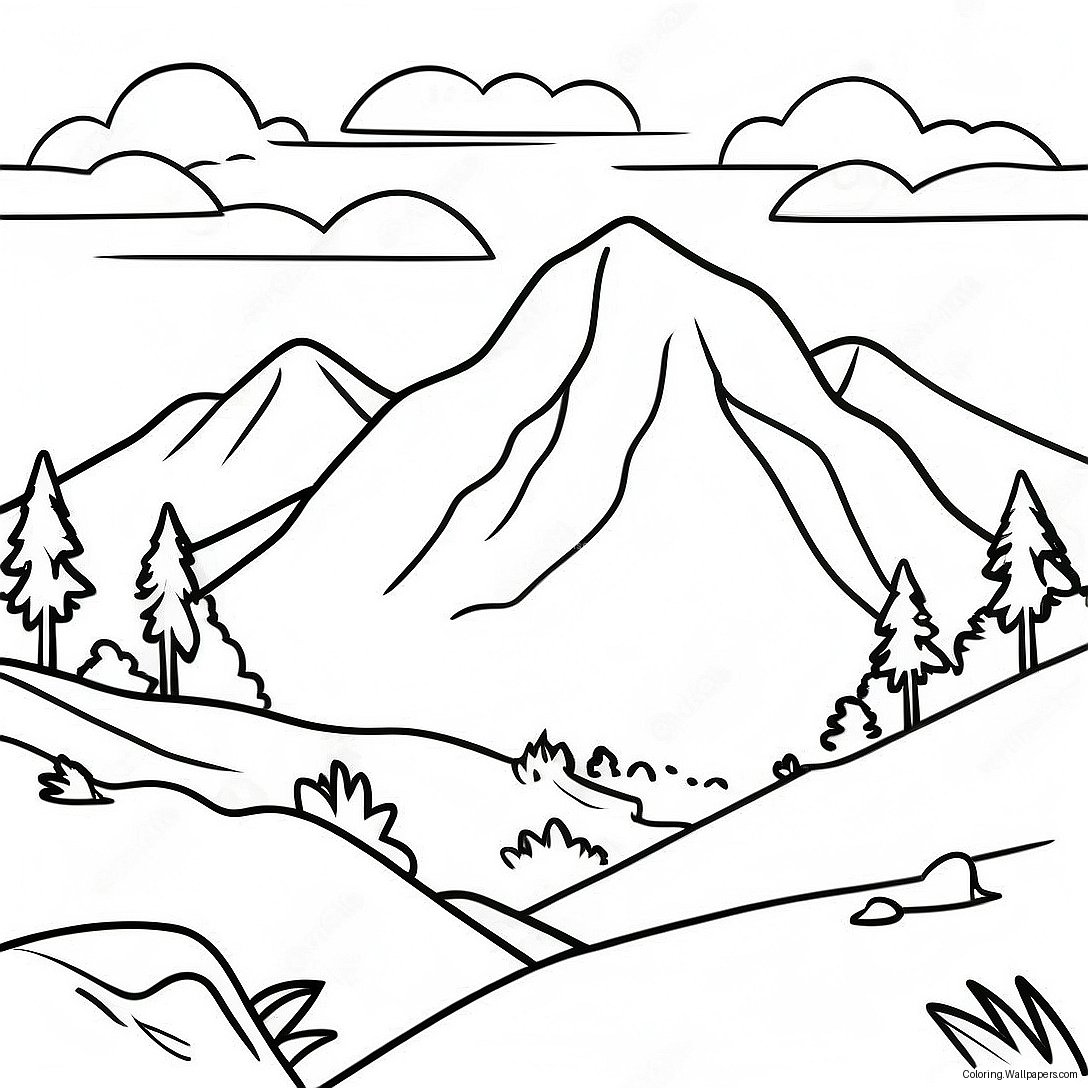 Página Para Colorear De Paisaje Montañoso Fácil 6706