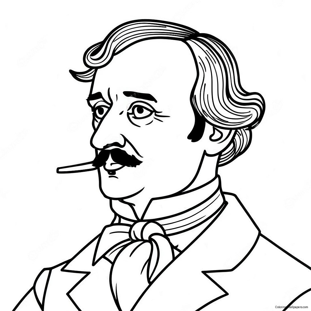 Edgar Allan Poe Portrait Coloring Page 32042