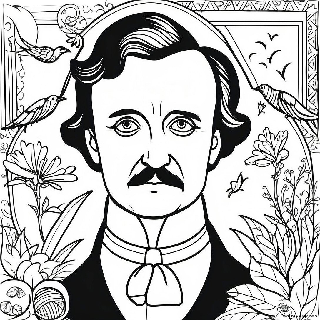 Página Para Colorear Retrato De Edgar Allan Poe 32043