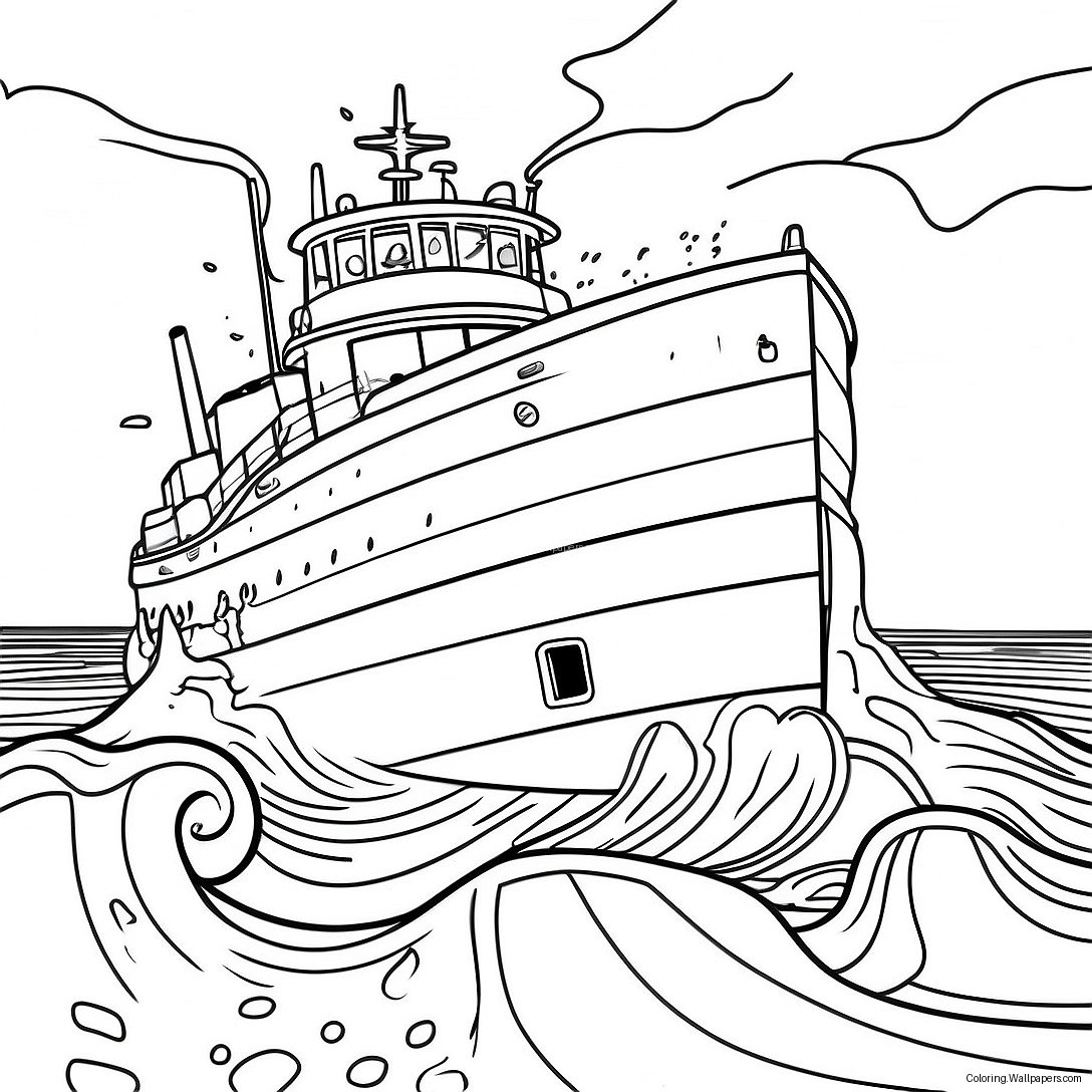 Página Para Colorear De La Escena Del Hundimiento Del Edmund Fitzgerald 45944