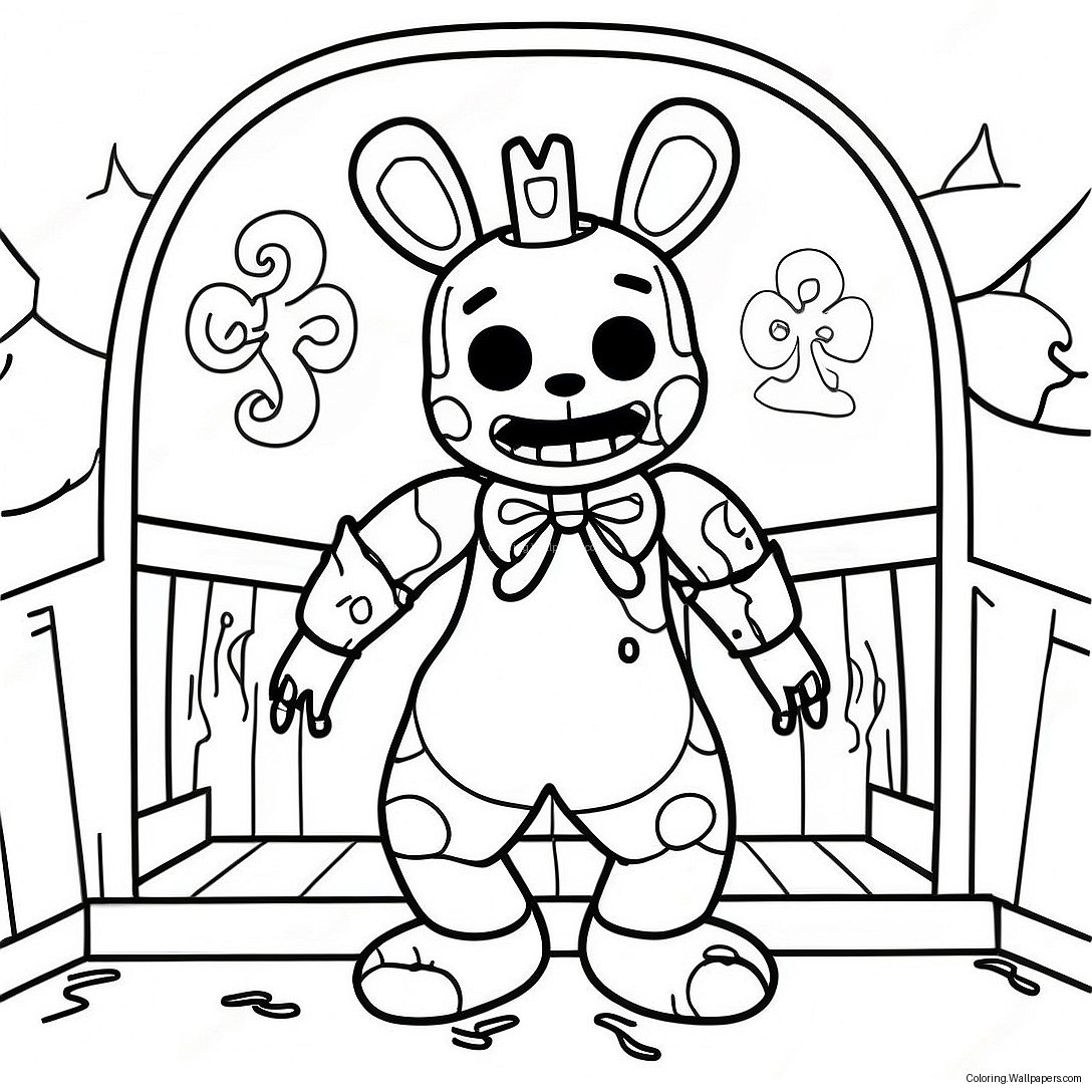 Eerie Springtrap In A Haunted House Coloring Page 41339