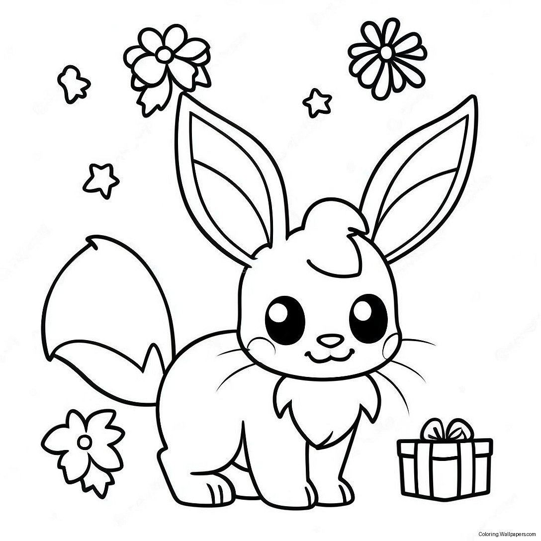 Eevee Christmas Coloring Page 54177