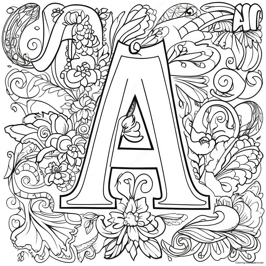 Elegant Alphabet Letters Coloring Page 26197