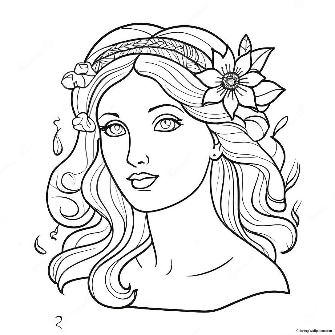 Elegante Aphrodite Mit Blumen Ausmalbild 25680