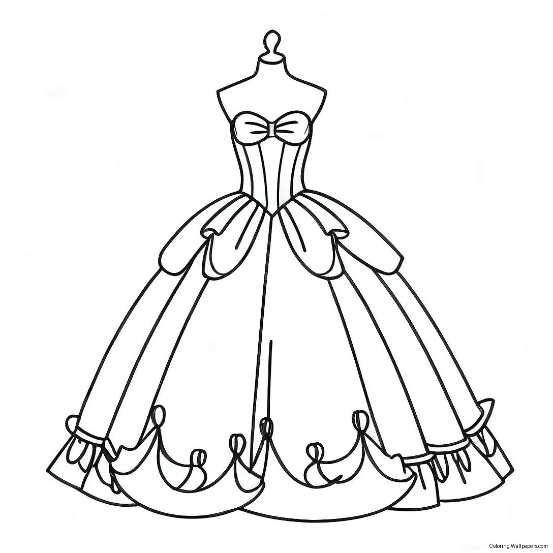 Elegant Ball Gown Coloring Page 5943