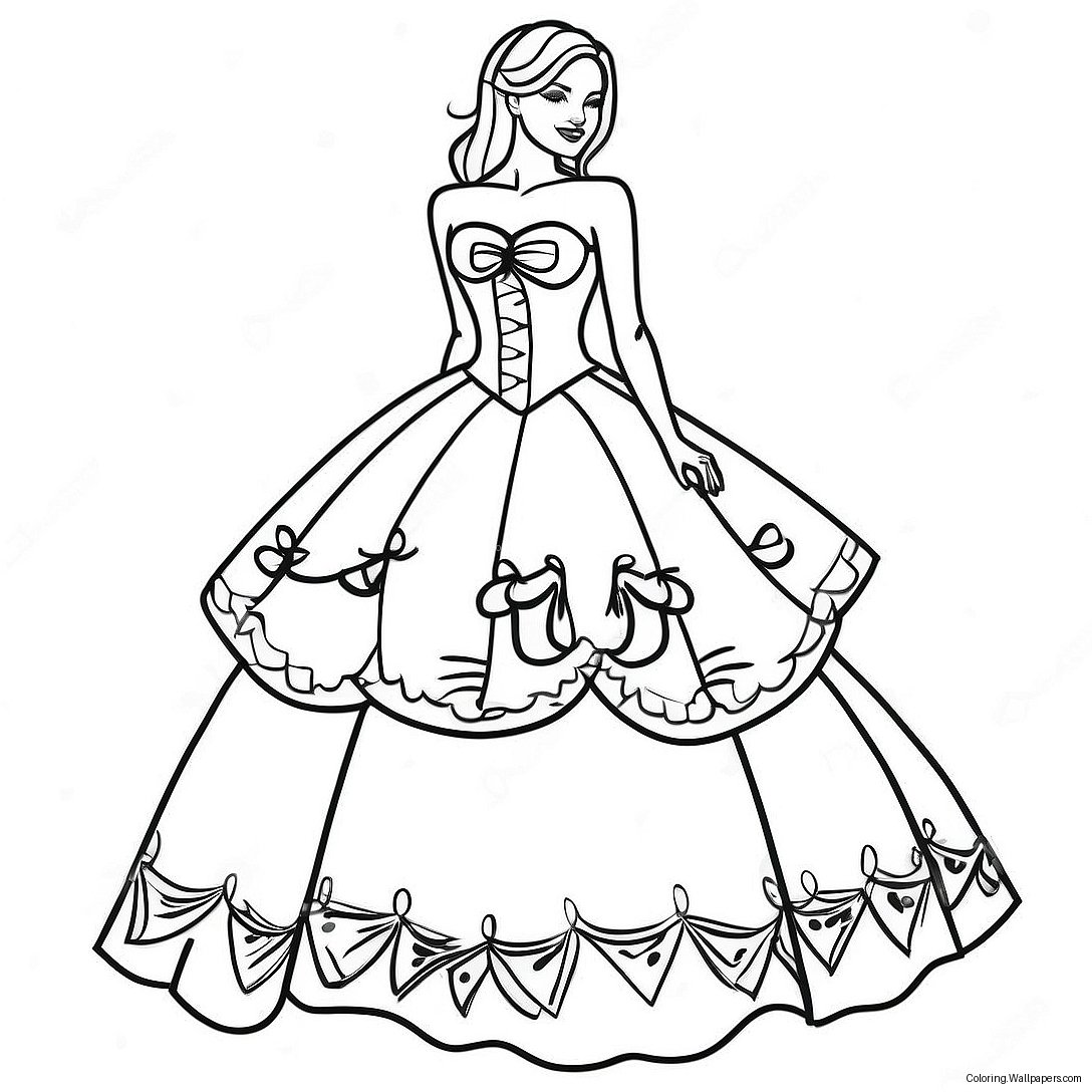 Elegant Ball Gown Coloring Page 5944