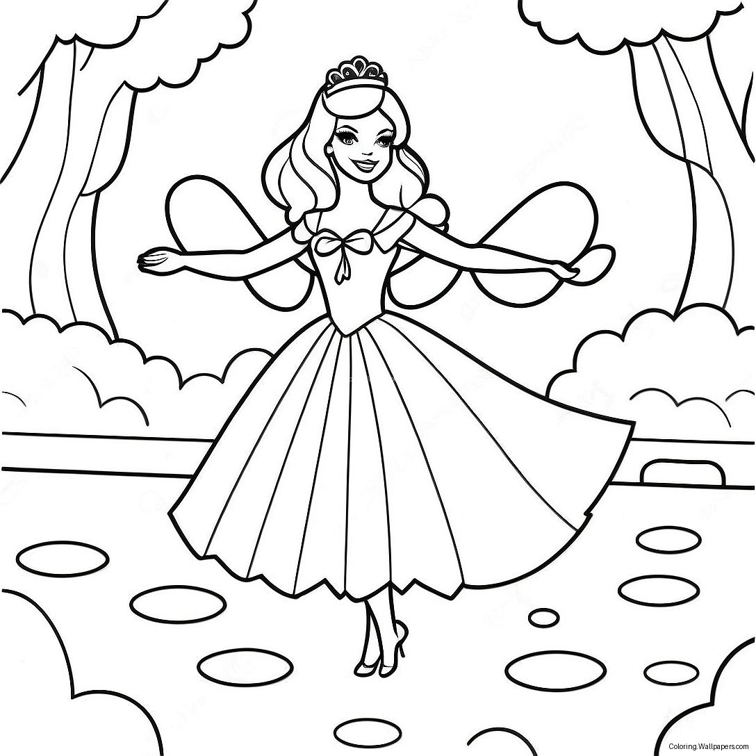 Elegant Barbie In Swan Lake Coloring Page 50261