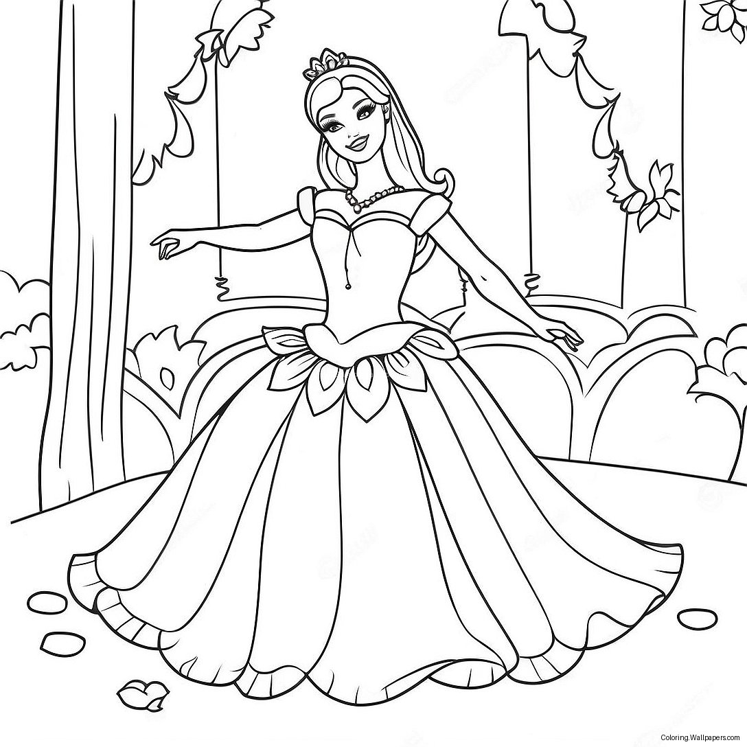 Elegant Barbie In Swan Lake Coloring Page 50262