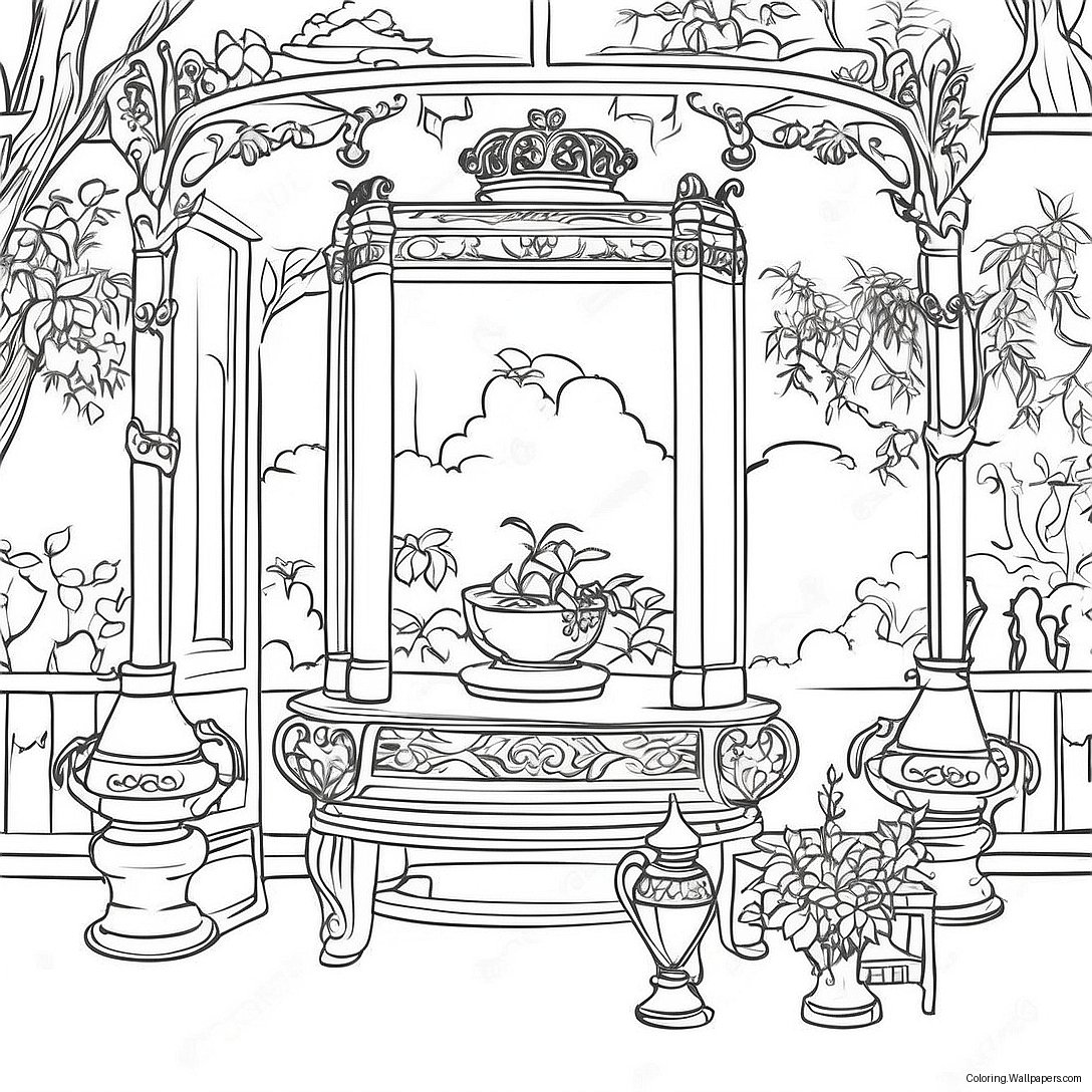 Elegante Chinoiserie Scène Kleurplaat 18425