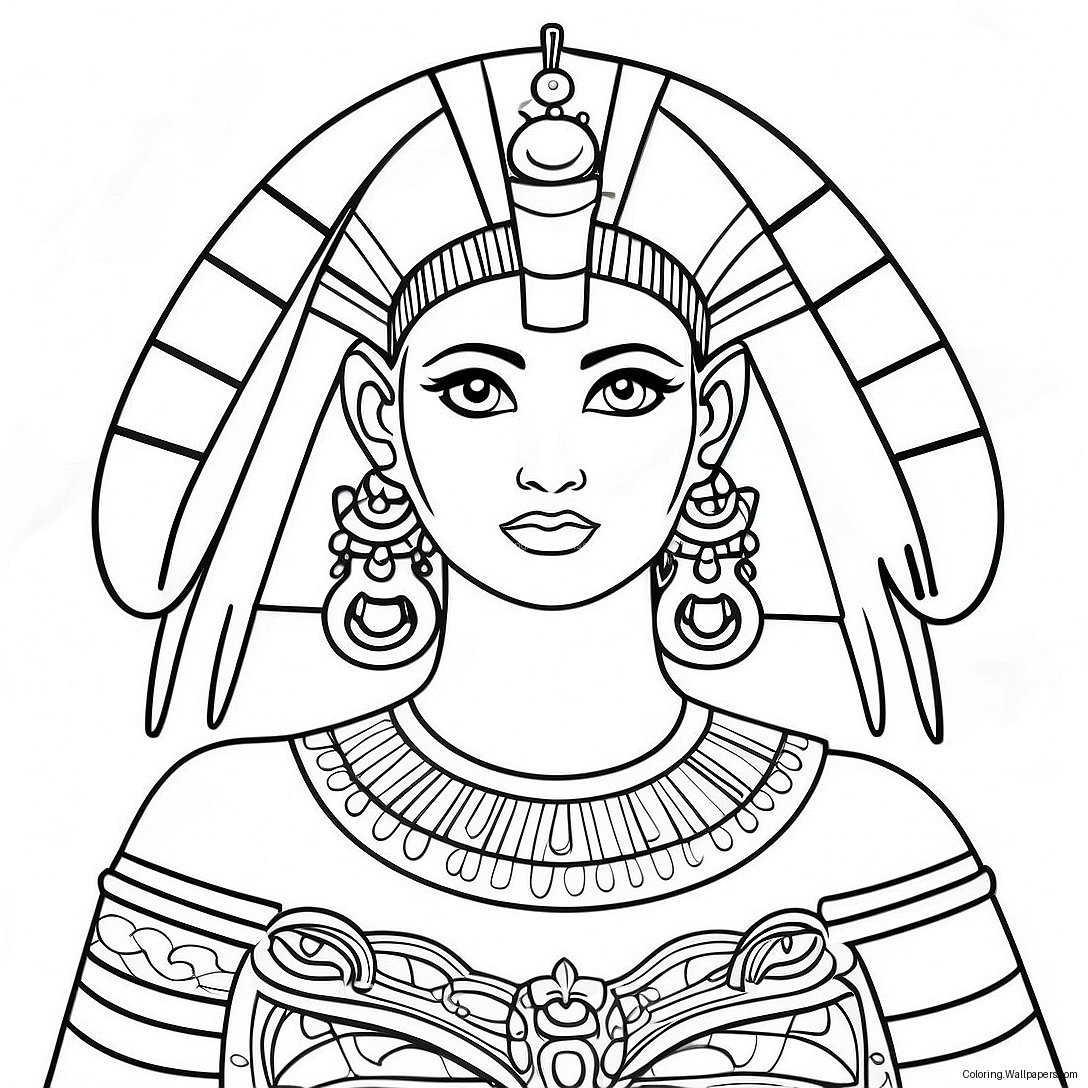 Elegant Cleopatra With Crown Coloring Page 35557