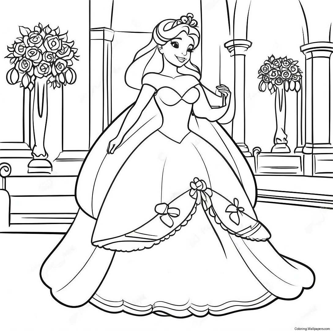 Elegante Disney Prinses Bruiloft Kleurplaat 34081