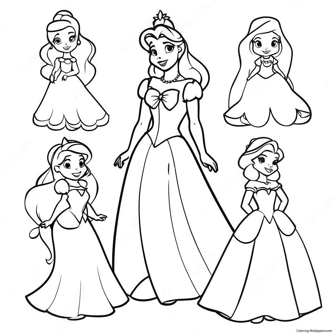 Eleganta Disney-Prinsessor Färgläggningssida 16215