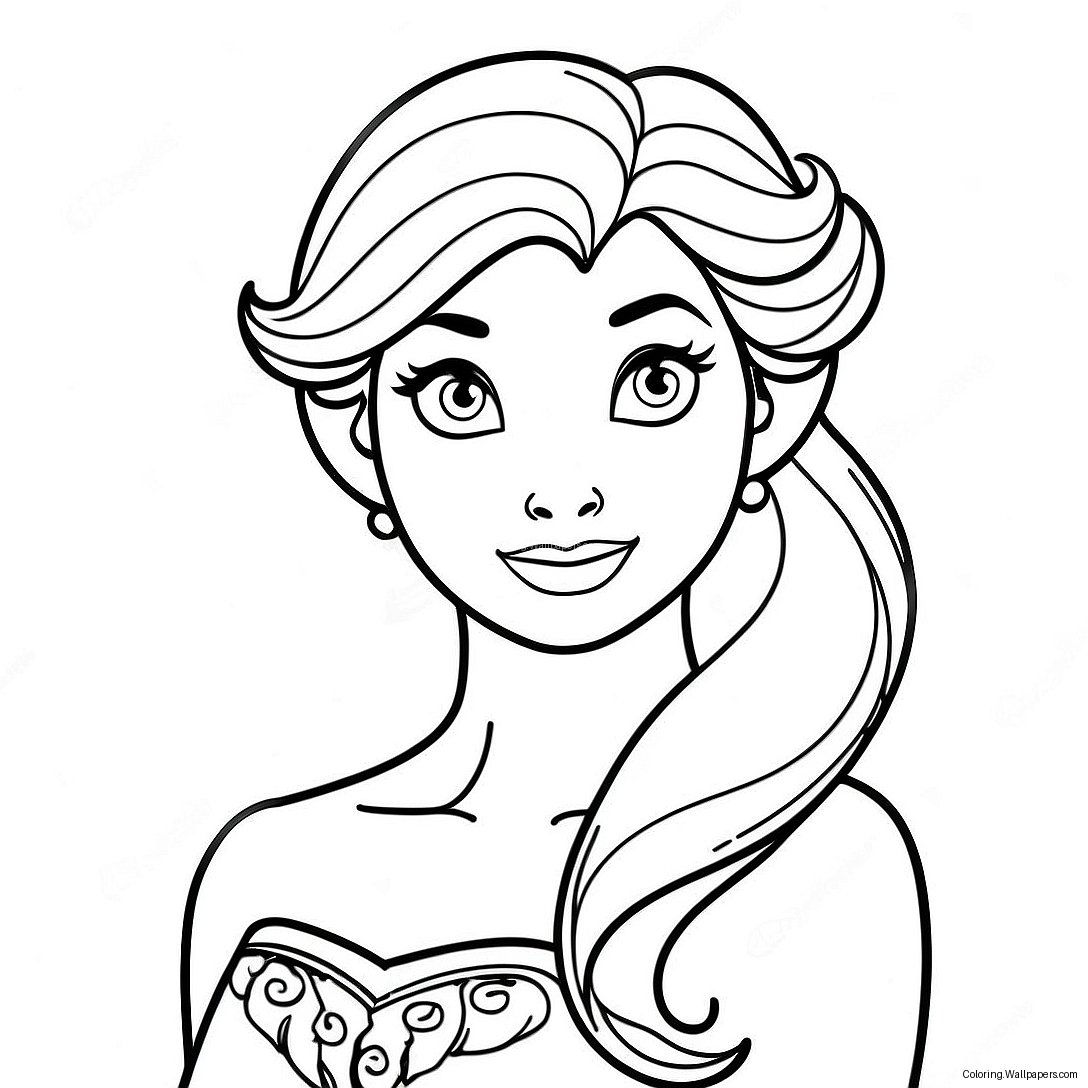 Elegant Elsa With Flowing Hair Coloring Page 11607