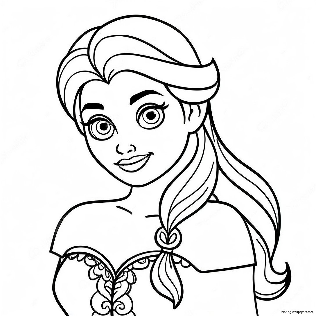 Elegant Elsa With Flowing Hair Coloring Page 11608